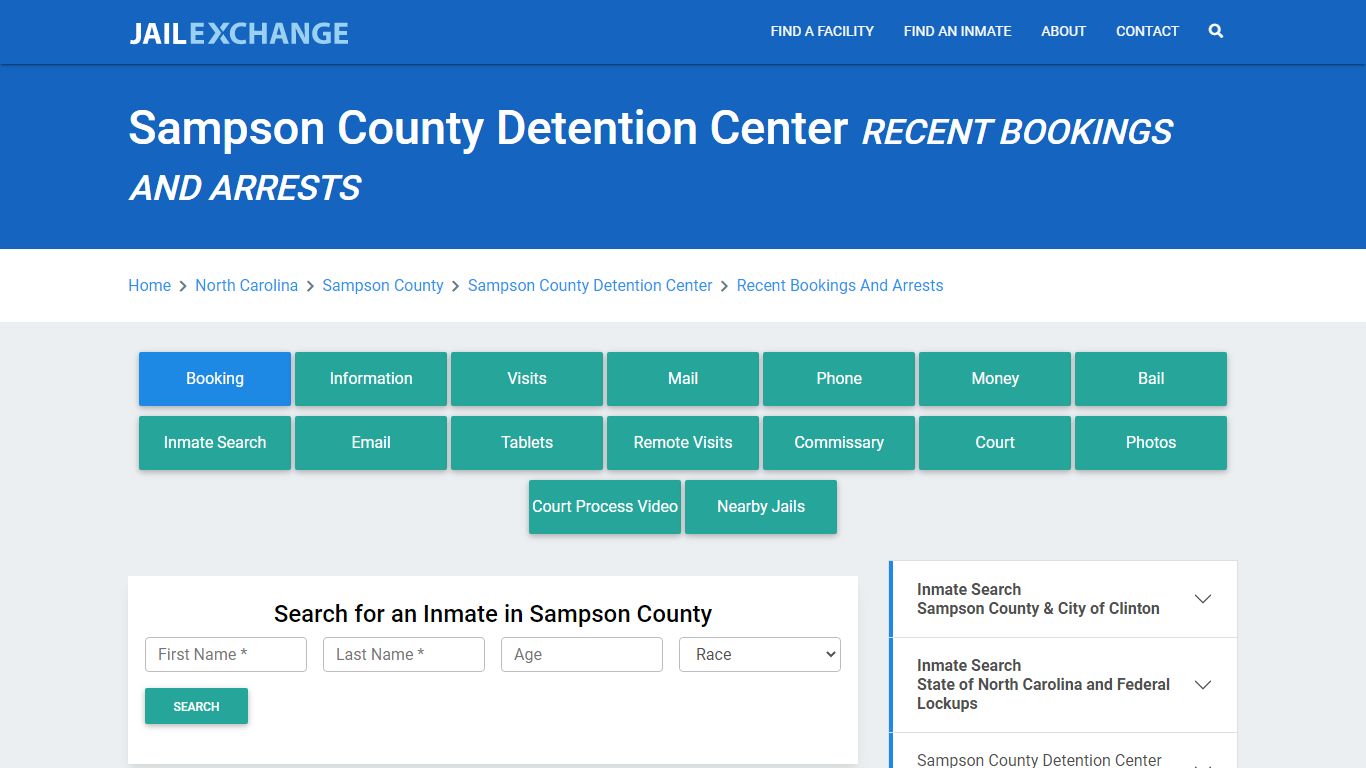 Sampson County Detention Center Recent Bookings And Arrests - Jail Exchange