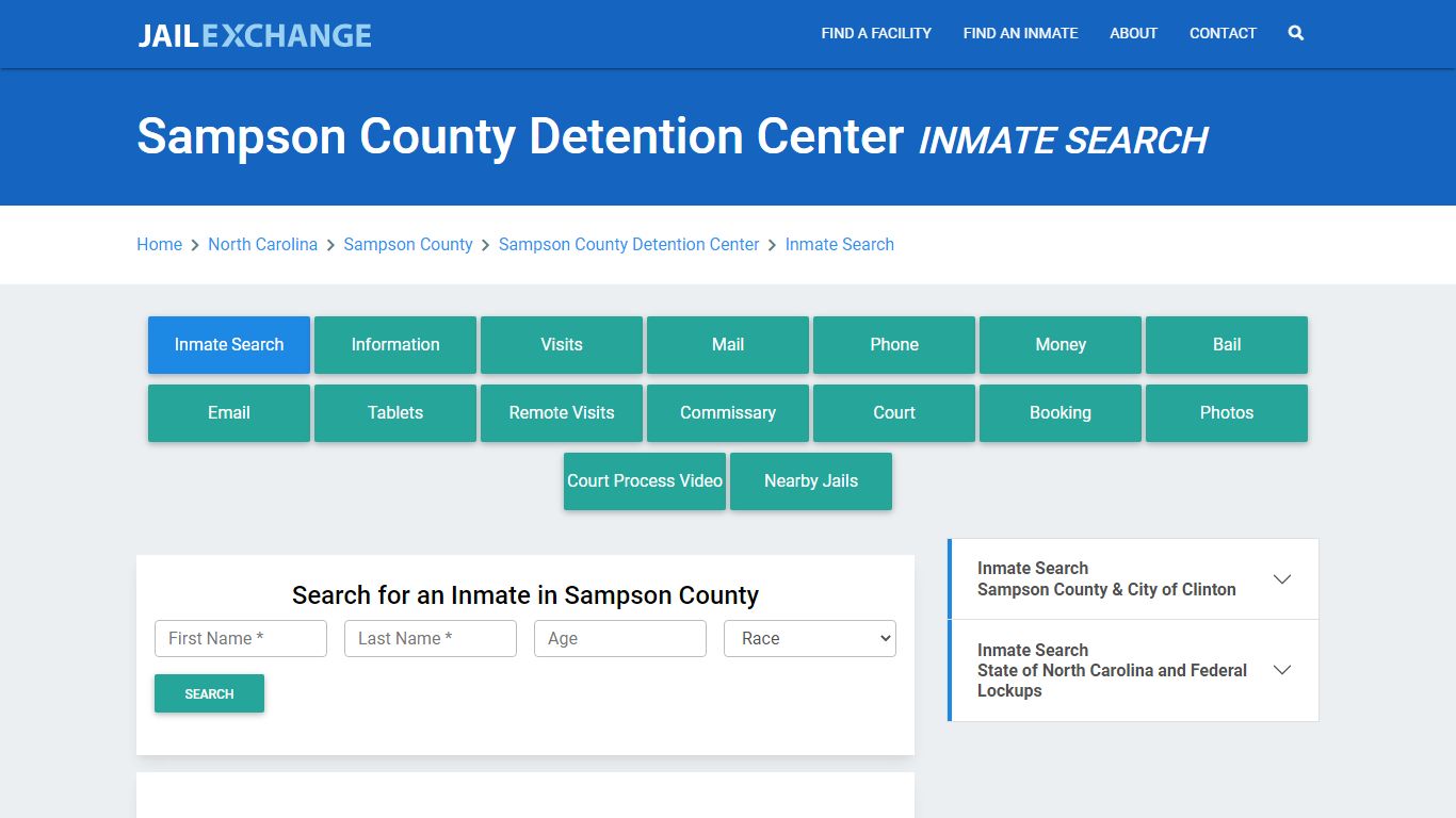 Sampson County Detention Center Inmate Search - Jail Exchange